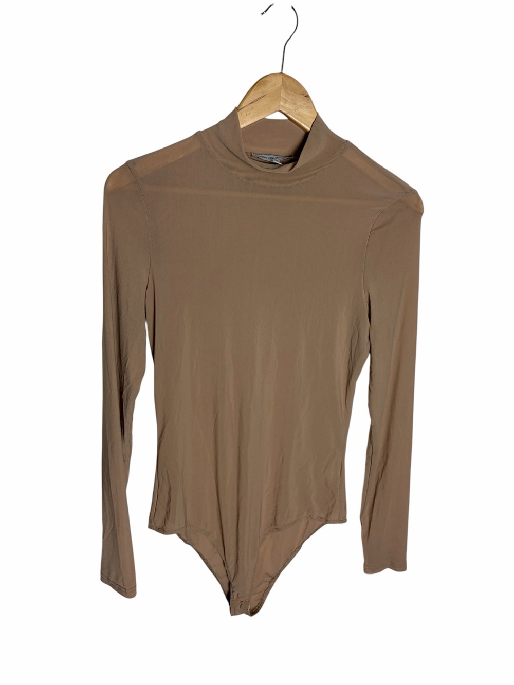 Nude mesh mock neck long sleeve bodysuit size L